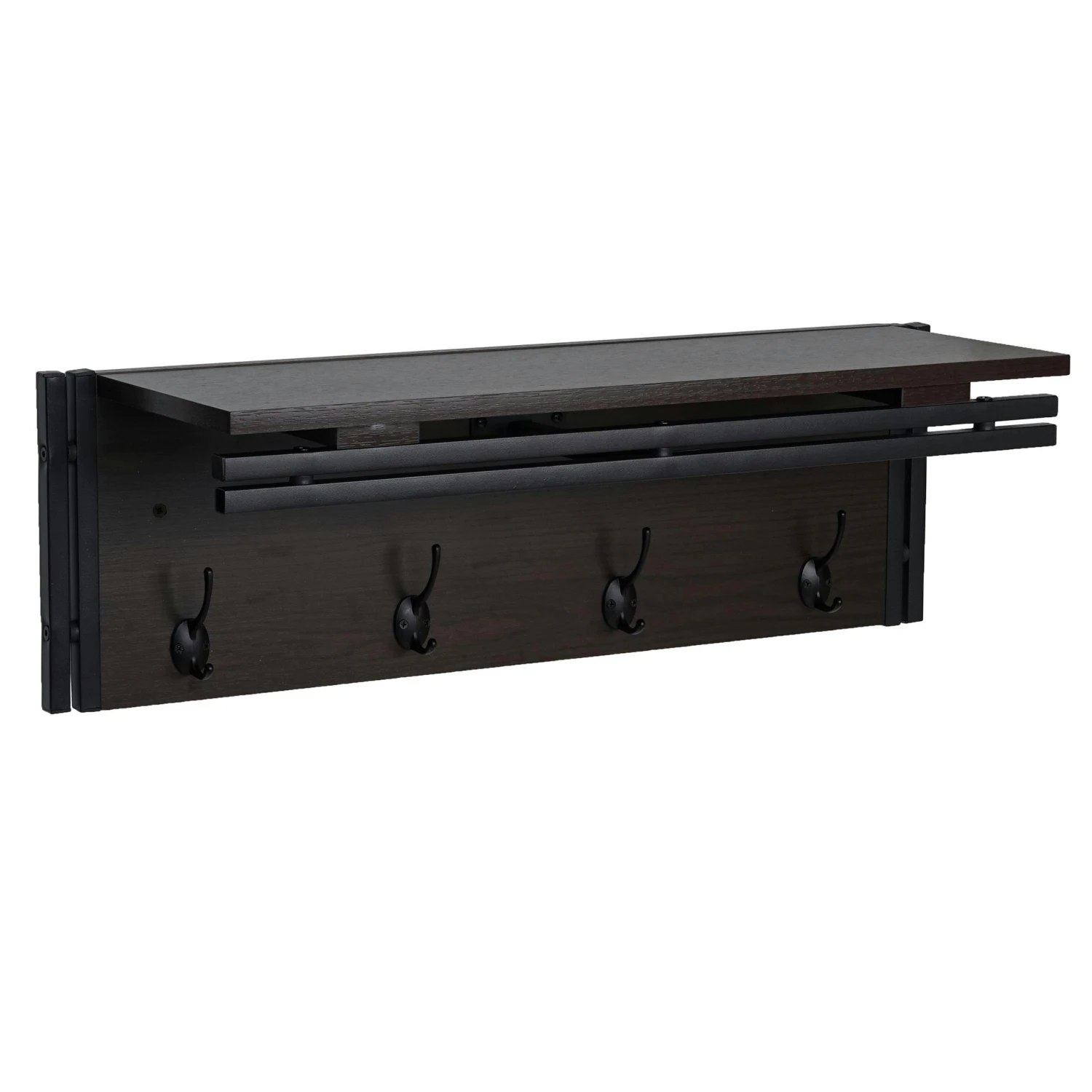 Wandgarderobe HWC-A27, Garderobe Regal, 4 Haken 24x75x24cm 3D-Struktur ~ Dunkelbraun 3 Wandgarderobe HWC-A27, Garderobe Regal, 4 Haken 24x75x24cm 3D-Struktur ~ Dunkelbraun