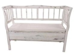 Sitzbank T207, Bank Truhenbank, Staufach Kissen ~ Weiß, Shabby -Wohnmöbel 4632e99f fe3b 4458 8ab3 b68a3a7b1da1