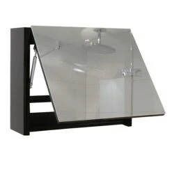 Spiegelschrank HWC-B19, Wandspiegel Badspiegel Badezimmer, Aufklappbar Hochglanz 48x79cm ~ Schwarz