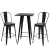 Set Stehtisch + 2x Barhocker HWC-A73 Inkl. Holz-Tischplatte, Barstuhl Bartisch, Metall Industriedesign ~ Schwarz