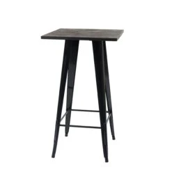 Stehtisch HWC-A73 Inkl. Holz-Tischplatte, Bistrotisch Bartisch, Metall Industriedesign 107x60x60cm ~ Schwarz