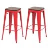 2er-Set Barhocker HWC-A73 Inkl. Holz-Sitzfläche, Barstuhl Tresenhocker, Metall Industriedesign Stapelbar ~ Rot -Wohnmöbel 4d17660d f4f2 410a abdf 4ea02abb636e