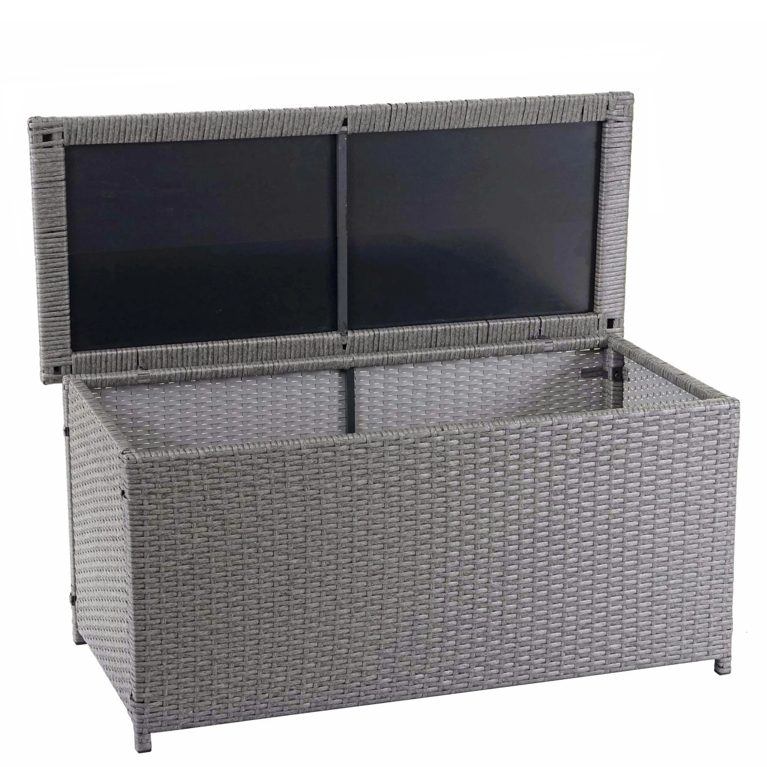Poly-Rattan Kissenbox HWC-D88, Gartentruhe Auflagenbox Truhe ~ Premium Grau, 63x135x52cm 320l 6 Poly-Rattan Kissenbox HWC-D88, Gartentruhe Auflagenbox Truhe ~ Premium Grau, 63x135x52cm 320l – Bild 4