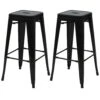 2er-Set Barhocker HWC-A73, Barstuhl Tresenhocker, Metall Industriedesign Stapelbar ~ Schwarz