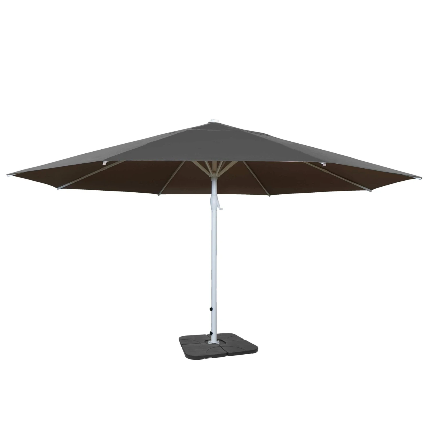 Sonnenschirm Meran II, Gastronomie Marktschirm, Ø 5m Polyester/Alu Mast Weiß 28kg ~ Anthrazit Mit Ständer 3 Sonnenschirm Meran II, Gastronomie Marktschirm, Ø 5m Polyester/Alu Mast Weiß 28kg ~ Anthrazit Mit Ständer