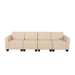 Modular 4-Sitzer Sofa Couch Lyon, Kunstleder ~ Rot-braun -Wohnmöbel 54eb479f cd53 4ef8 a89b 3275de77ccb9 2