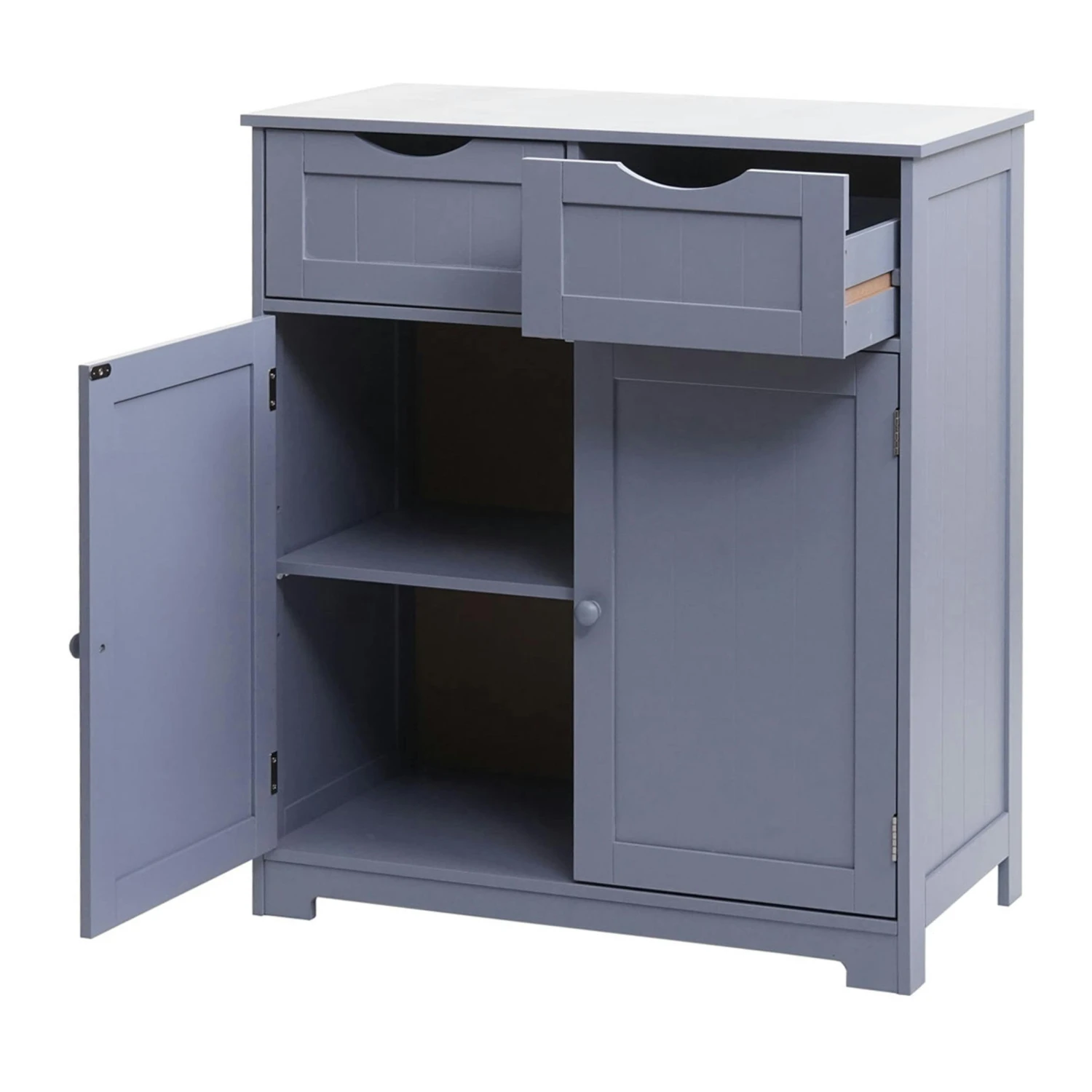 Kommode HWC-B65, Schubladenschrank Schrank, 5 Schubladen Und 1 Tür 80x70x35cm ~ Grau 4 Kommode HWC-B65, Schubladenschrank Schrank, 5 Schubladen Und 1 Tür 80x70x35cm ~ Grau – Bild 2