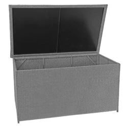 Poly-Rattan Kissenbox HWC-D88, Gartentruhe Auflagenbox Truhe ~ Basic Grau, 80x160x94cm 950l