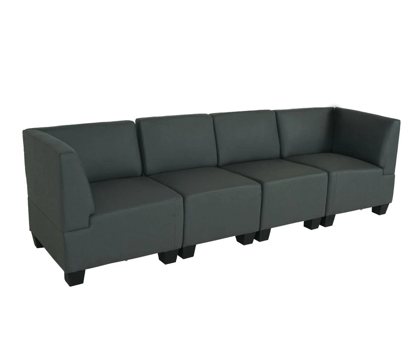 Modular 4-Sitzer Sofa Couch Lyon, Kunstleder ~ Dunkelgrau, Hohe Armlehnen 9 Modular 4-Sitzer Sofa Couch Lyon, Kunstleder ~ Dunkelgrau, Hohe Armlehnen – Bild 7