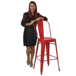 Barhocker HWC-A73, Barstuhl Tresenhocker Mit Lehne, Metall Industriedesign ~ Rot -Wohnmöbel 583ee4bc 09f3 4f82 88c4 4ee203d1fc1e