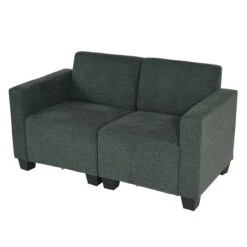 Modular 2-Sitzer Sofa Couch Lyon, Stoff/Textil ~ Anthrazit-grau
