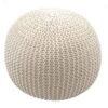 Pouf HWC-E16, Strickhocker Sitzhocker Strickpouf, Strickoptik 40x50cm ~ Beige
