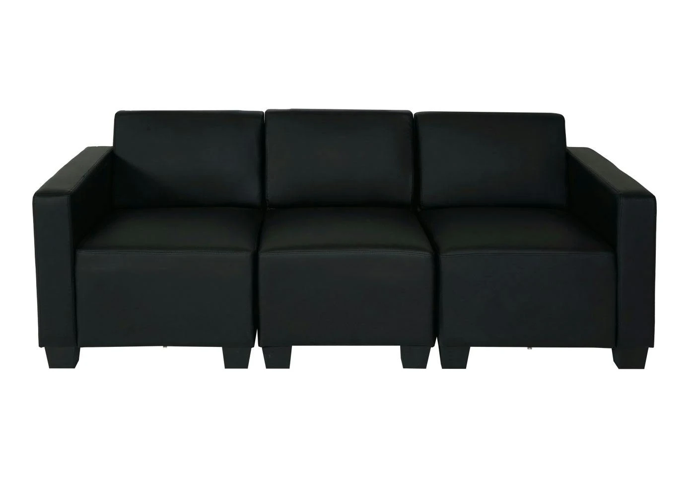 Modular 3-Sitzer Sofa Couch Lyon, Kunstleder ~ Schwarz 5 Modular 3-Sitzer Sofa Couch Lyon, Kunstleder ~ Schwarz – Bild 3