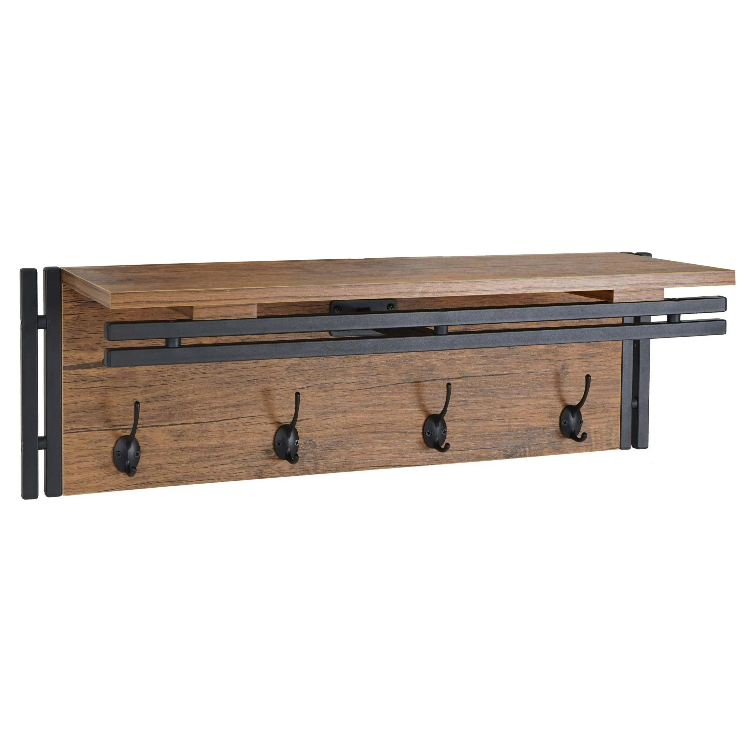 Wandgarderobe HWC-A27, Garderobe Regal, 4 Haken 24x75x24cm 3D-Struktur ~ Wildeiche-Optik 3 Wandgarderobe HWC-A27, Garderobe Regal, 4 Haken 24x75x24cm 3D-Struktur ~ Wildeiche-Optik