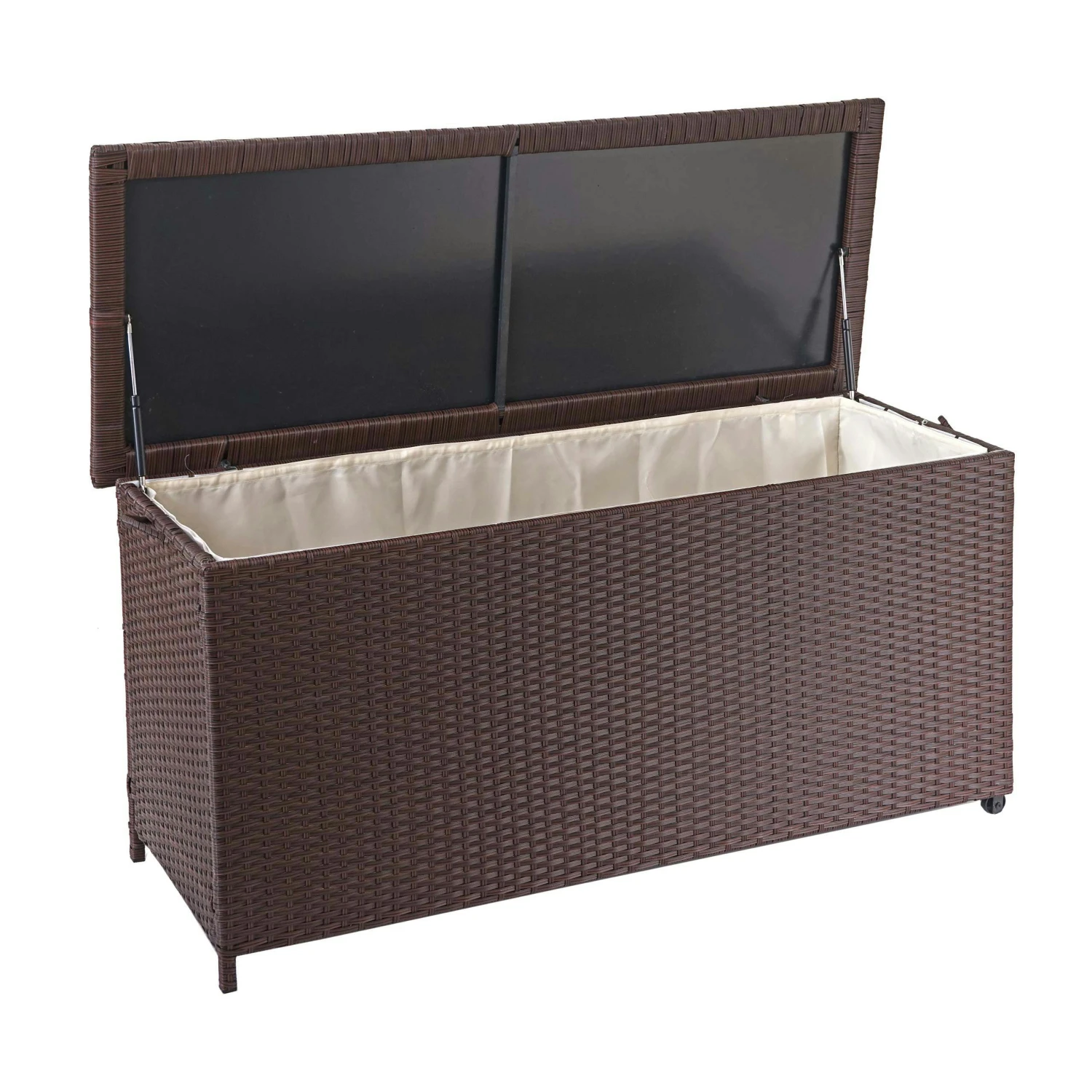 Poly-Rattan Kissenbox HWC-D88, Gartentruhe Auflagenbox Truhe ~ Premium Braun, 80x160x94cm 950l 7 Poly-Rattan Kissenbox HWC-D88, Gartentruhe Auflagenbox Truhe ~ Premium Braun, 80x160x94cm 950l – Bild 5