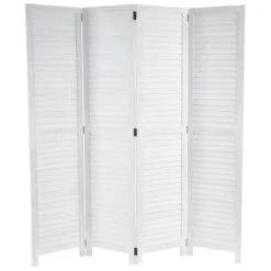 Paravent HWC-C30, Raumteiler Trennwand Sichtschutz, Shabby-Look Vintage, 170x160cm ~ Weiß