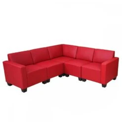 Modular Sofa-System Couch-Garnitur Lyon 4-1, Kunstleder ~ Rot 12 Modular Sofa-System Couch-Garnitur Lyon 4-1, Kunstleder ~ Rot -Wohnmöbel 6064e1b4 89e1 4b31 b9de 05650c6a032f 1