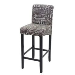 2er-Set Barhocker HWC-C33, Barstuhl Tresenhocker, Holz ~ Schriftzug, Grau, Helle Beine, Stoff/Textil -Wohnmöbel 6446a03f 286a 49df 935a c2e71f485da3