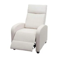 Relaxsessel HWC-C76, Schaukelstuhl Sessel Schwingstuhl Mit Hocker ~ Stoff/Textil, Creme-grau, Gestell Braun -Wohnmöbel 691716d8 707b 4547 8430 c91f32a9d5a1 1