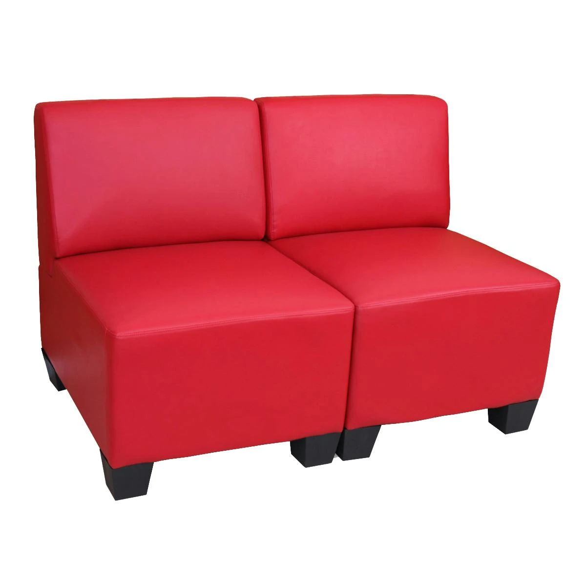 Modular 2-Sitzer Sofa Couch Lyon, Kunstleder ~ Rot 4 Modular 2-Sitzer Sofa Couch Lyon, Kunstleder ~ Rot – Bild 2
