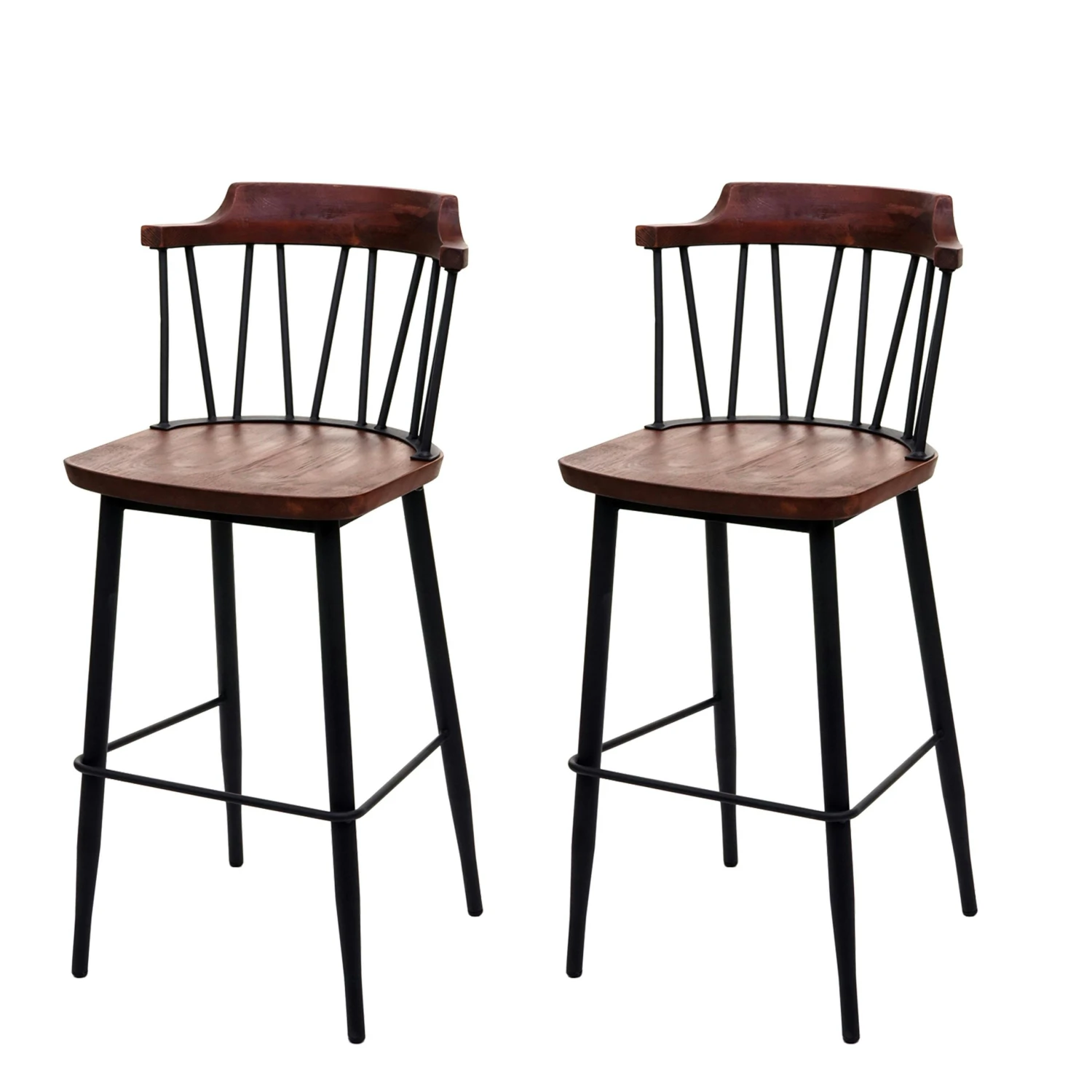 2er-Set Barhocker HWC-G69b, Tresenhocker Barstuhl, Massivholz Retro Design Metall Fußablage Gastronomie ~ Anthrazit 5 2er-Set Barhocker HWC-G69b, Tresenhocker Barstuhl, Massivholz Retro Design Metall Fußablage Gastronomie ~ Anthrazit – Bild 3