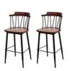 2er-Set Barhocker HWC-G69b, Tresenhocker Barstuhl, Massivholz Retro Design Metall Fußablage Gastronomie ~ Vintage Braun