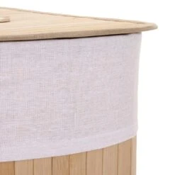 Eckwäschekorb HWC-C21, Laundry Wäschebox Wäschesammler Wäschebehälter, Bambus 61x48x35cm 50l ~ Naturfarben -Wohnmöbel 6fba24a5 65b9 4d22 a696 fe160c69277a