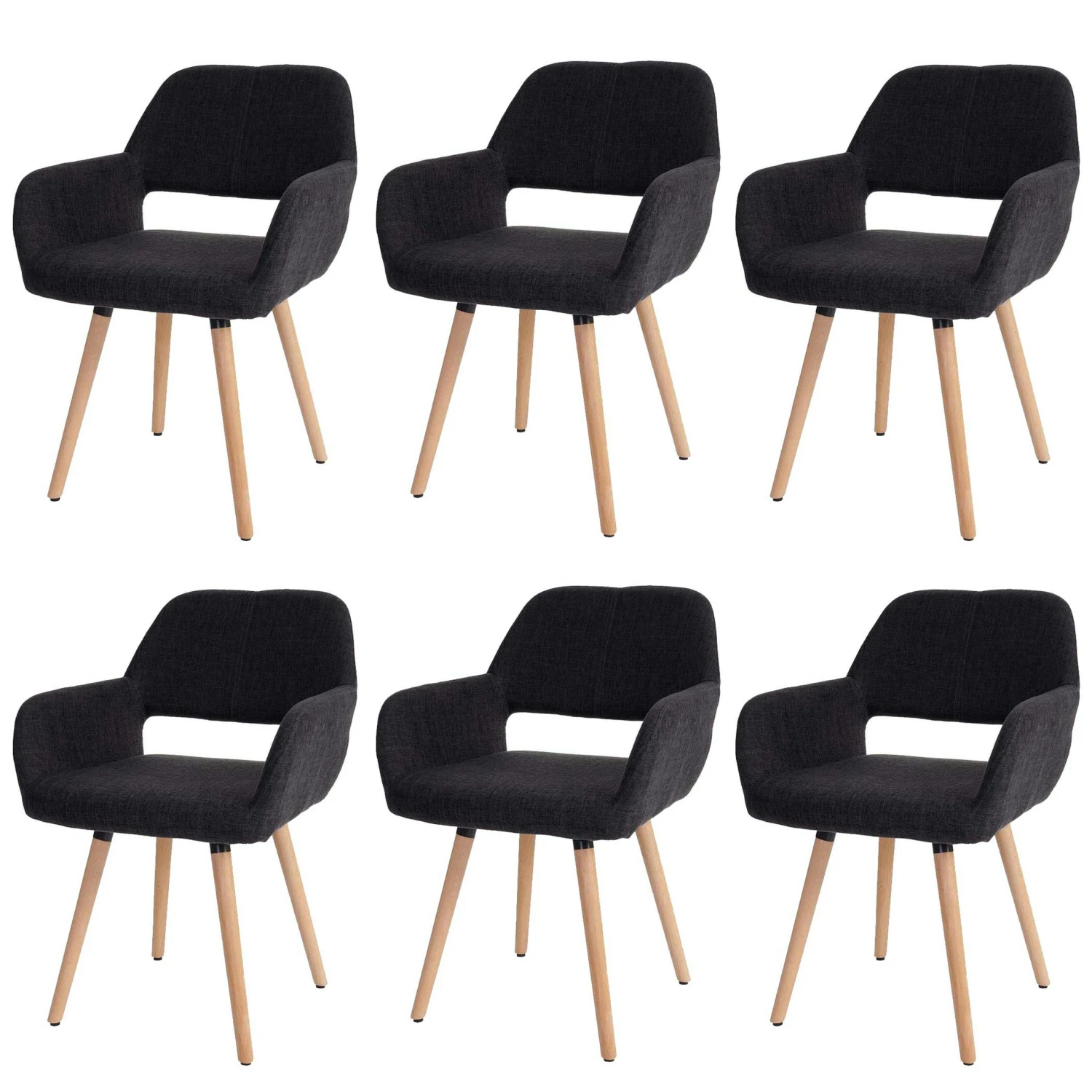 6er-Set Esszimmerstuhl HWC-A50 II, Stuhl Küchenstuhl, Retro 50er Jahre Design ~ Kunstleder, Creme, Helle Beine 6 6er-Set Esszimmerstuhl HWC-A50 II, Stuhl Küchenstuhl, Retro 50er Jahre Design ~ Kunstleder, Creme, Helle Beine – Bild 4