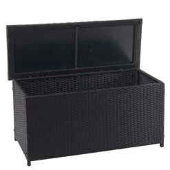 Poly-Rattan Kissenbox HWC-D88, Gartentruhe Auflagenbox Truhe ~ Basic Schwarz, 63x135x52cm 320l