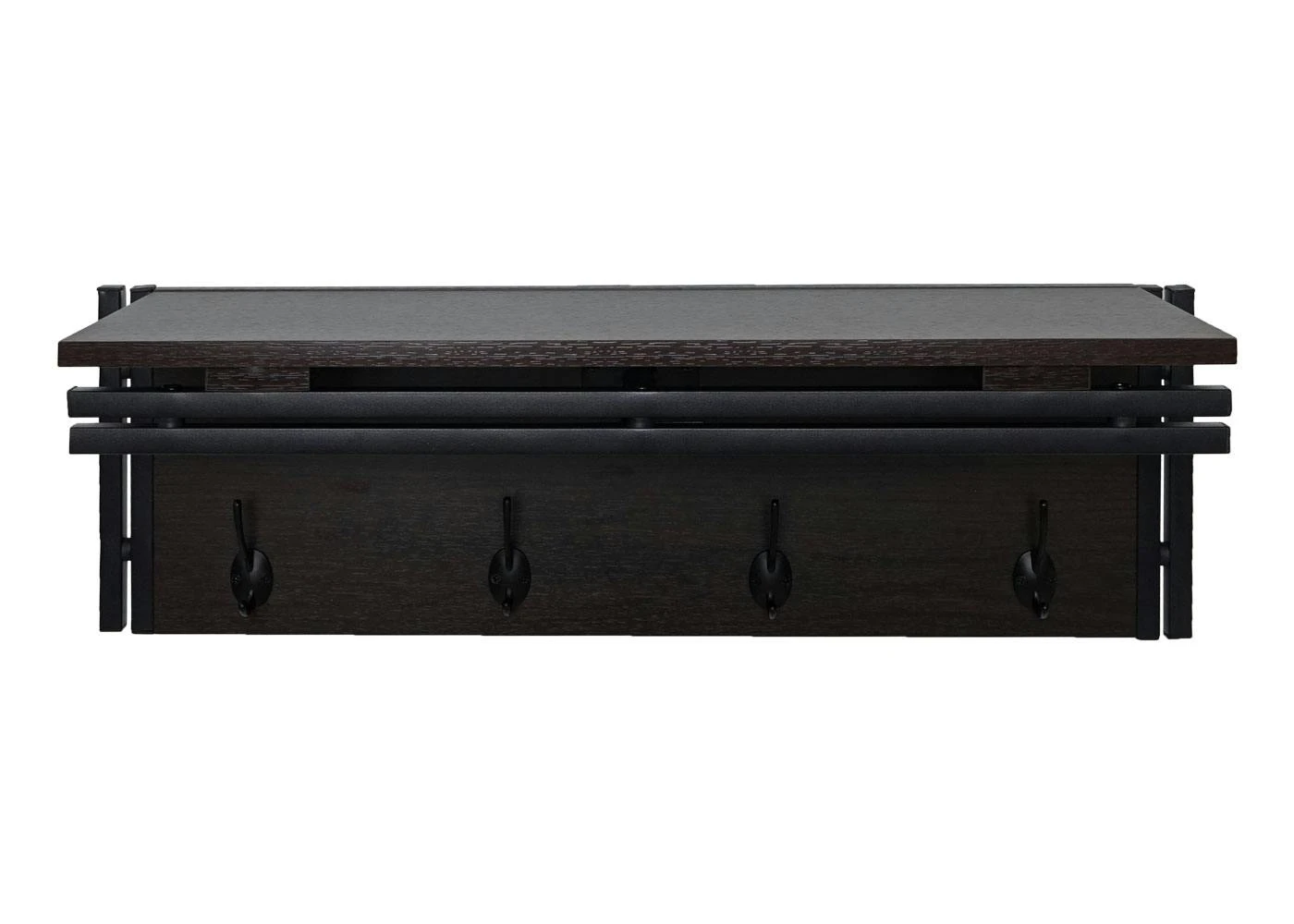 Wandgarderobe HWC-A27, Garderobe Regal, 4 Haken 24x75x24cm 3D-Struktur ~ Dunkelbraun 6 Wandgarderobe HWC-A27, Garderobe Regal, 4 Haken 24x75x24cm 3D-Struktur ~ Dunkelbraun – Bild 4