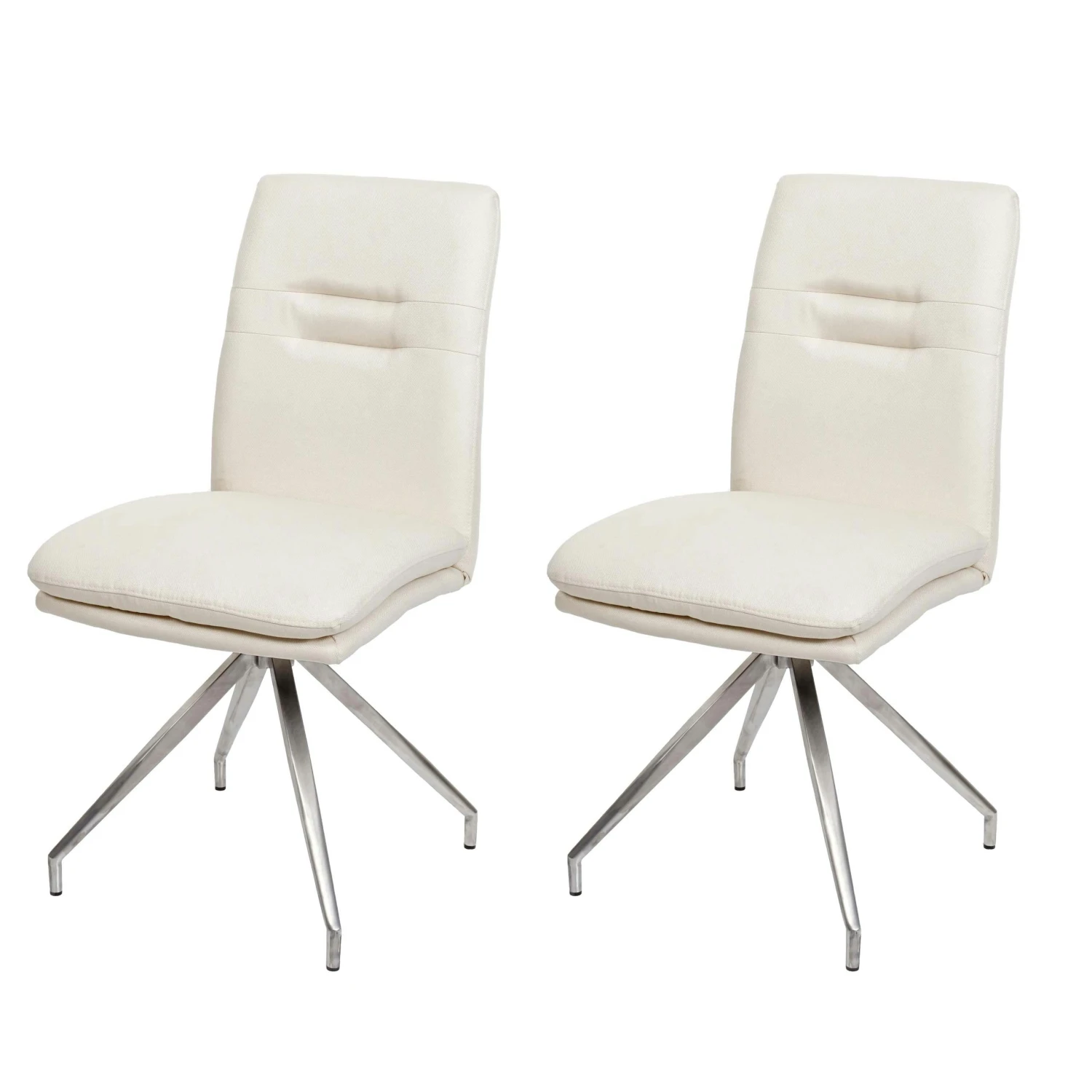 2er-Set Esszimmerstuhl HWC-H70, Küchenstuhl Lehnstuhl Stuhl, Stoff/Textil Edelstahl Gebürstet ~ Creme-beige 3 2er-Set Esszimmerstuhl HWC-H70, Küchenstuhl Lehnstuhl Stuhl, Stoff/Textil Edelstahl Gebürstet ~ Creme-beige
