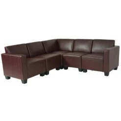 Modular Sofa-System Couch-Garnitur Lyon 5, Kunstleder ~ Rot-braun