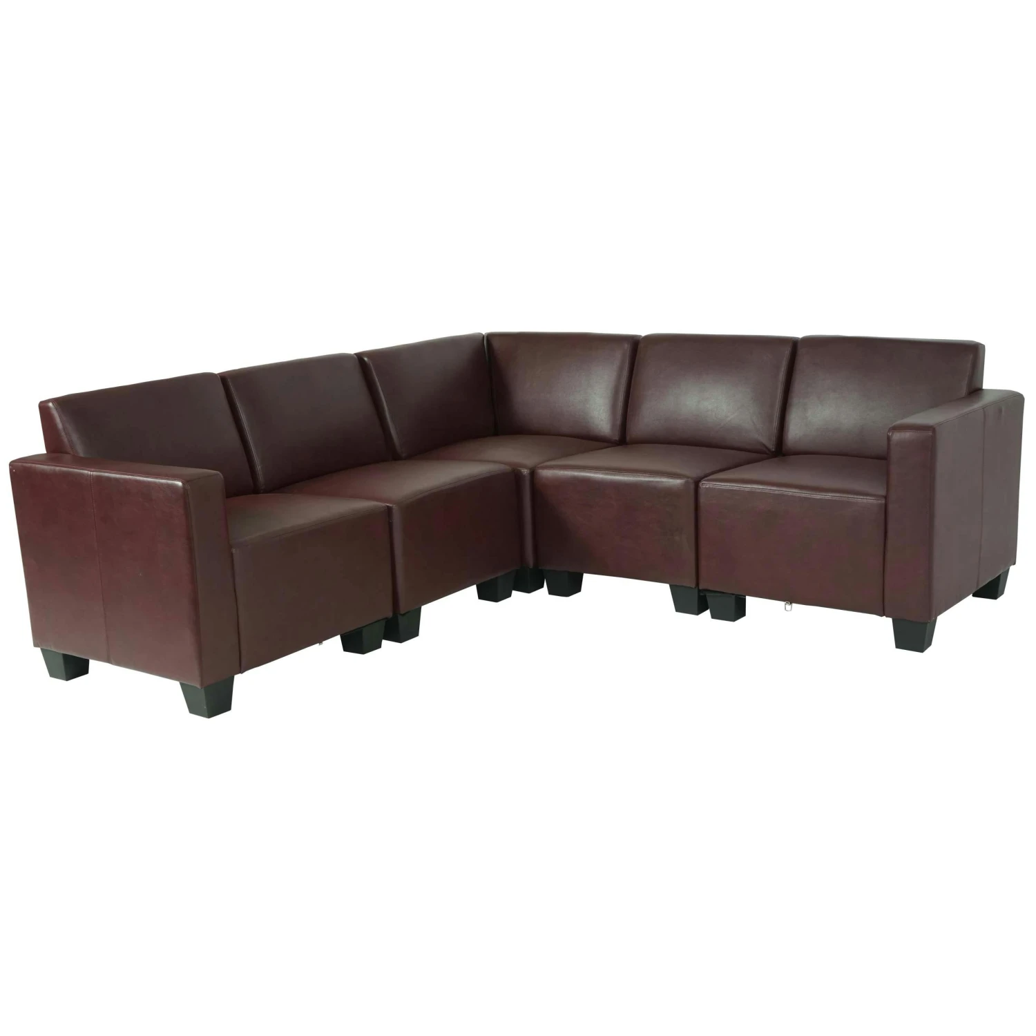 Modular Sofa-System Couch-Garnitur Lyon 5, Kunstleder ~ Rot-braun 3 Modular Sofa-System Couch-Garnitur Lyon 5, Kunstleder ~ Rot-braun