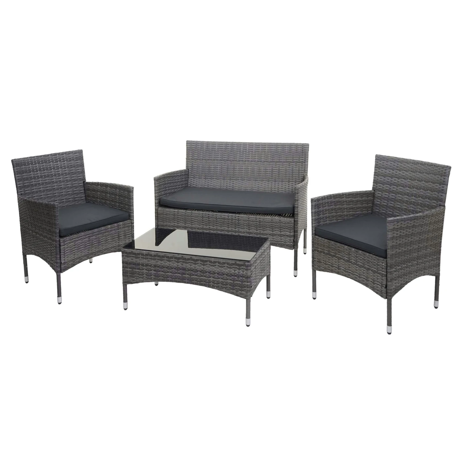 Poly-Rattan Garnitur HWC-F55, Balkon-/Garten-/Lounge-Set Sofa Sitzgruppe ~ Schwarz, Kissen Creme 6 Poly-Rattan Garnitur HWC-F55, Balkon-/Garten-/Lounge-Set Sofa Sitzgruppe ~ Schwarz, Kissen Creme – Bild 4