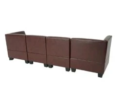 Modular 4-Sitzer Sofa Couch Lyon, Kunstleder ~ Rot-braun, Hohe Armlehnen -Wohnmöbel 782a8b4d 0baf 4b5e afca 3bf9ac76737a