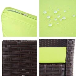 3-Sitzer Poly-Rattan Gartenbank Halden, Sitzbank ~ Braun-meliert, Kissen Grün -Wohnmöbel 790beb64 df5d 4293 8723 4b80c5b195e3