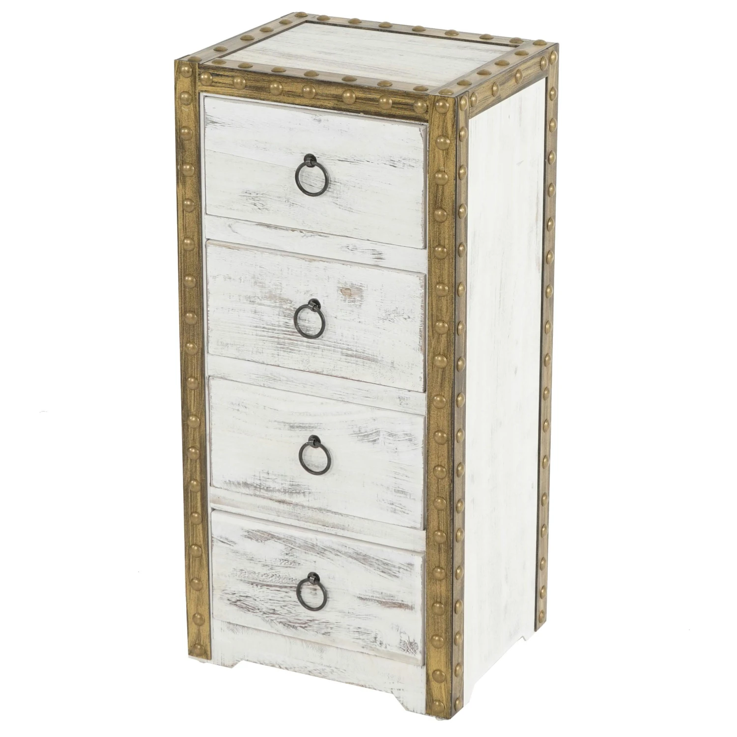 Kommode Duran, Schubladenkommode Schrank, 4 Schubladen 70x33x26cm Shabby-Look Vintage ~ Braun 4 Kommode Duran, Schubladenkommode Schrank, 4 Schubladen 70x33x26cm Shabby-Look Vintage ~ Braun – Bild 2
