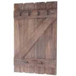 Wandgarderobe HWC-D13, Garderobe Garderobenpaneel, 6 Haken 91x60cm ~ Braun Shabby