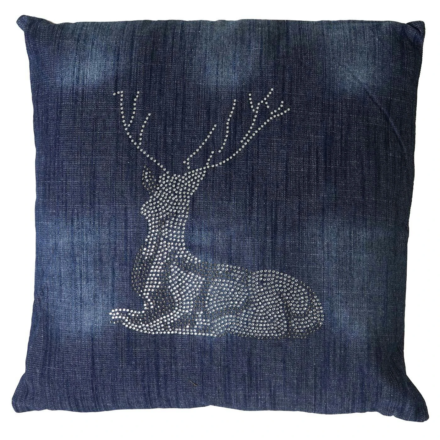 Deko-Kissen Hirsch, Sofakissen Zierkissen Mit Füllung, Blau Glitzersteine 45x45cm 8 Deko-Kissen Hirsch, Sofakissen Zierkissen Mit Füllung, Blau Glitzersteine 45x45cm – Bild 6