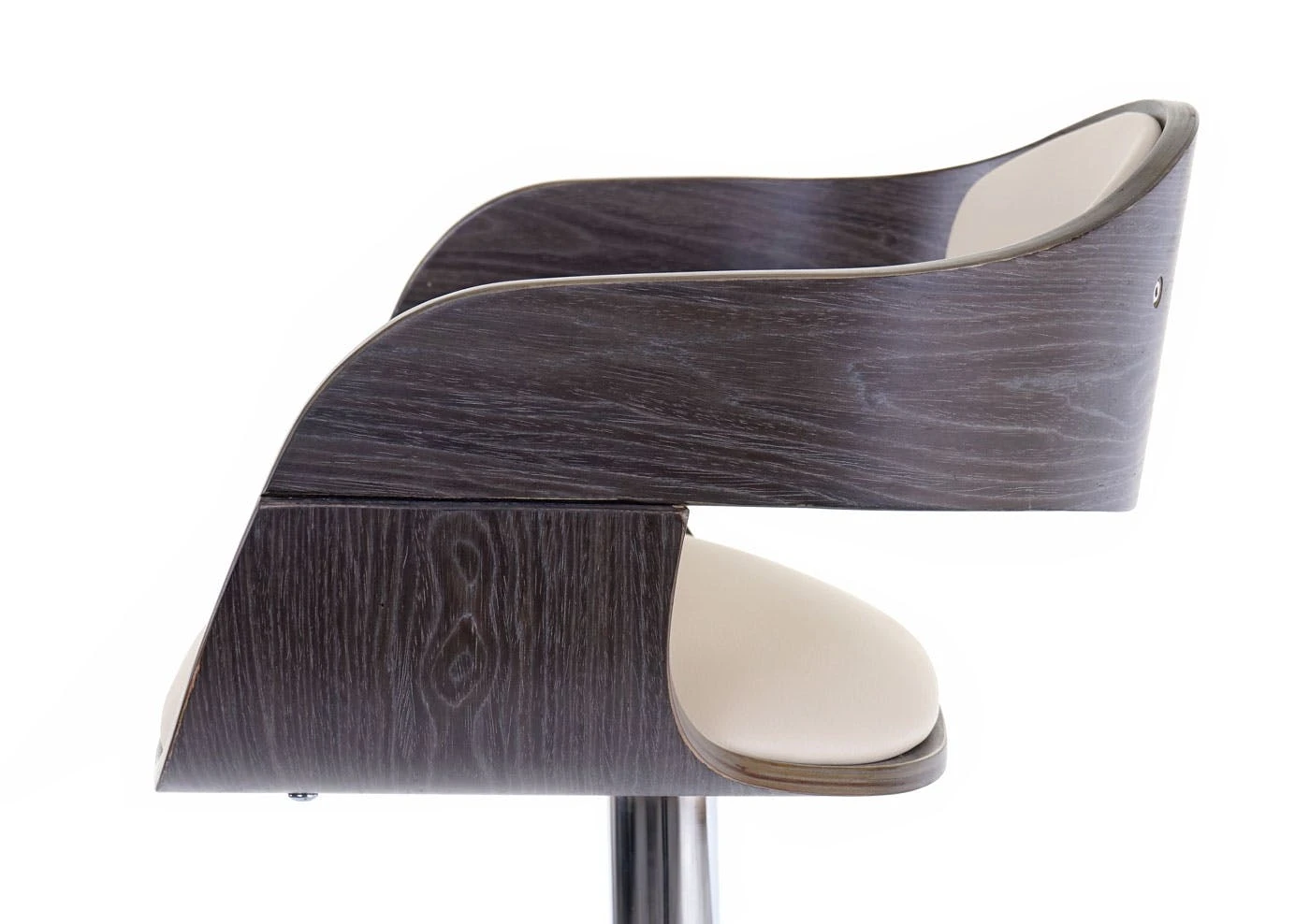 Barhocker HWC-A47, Barstuhl, Holz Bugholz Retro-Design ~ Grau, Kunstleder Creme 9 Barhocker HWC-A47, Barstuhl, Holz Bugholz Retro-Design ~ Grau, Kunstleder Creme – Bild 7
