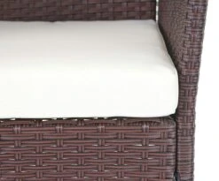 Poly-Rattan Garten-Garnitur HWC-D82, Sitzgruppe Lounge-Set ~ Braun-meliert Mit Kissen Creme -Wohnmöbel 805c1ce9 ed70 4ffc b7c9 392972a50c6f