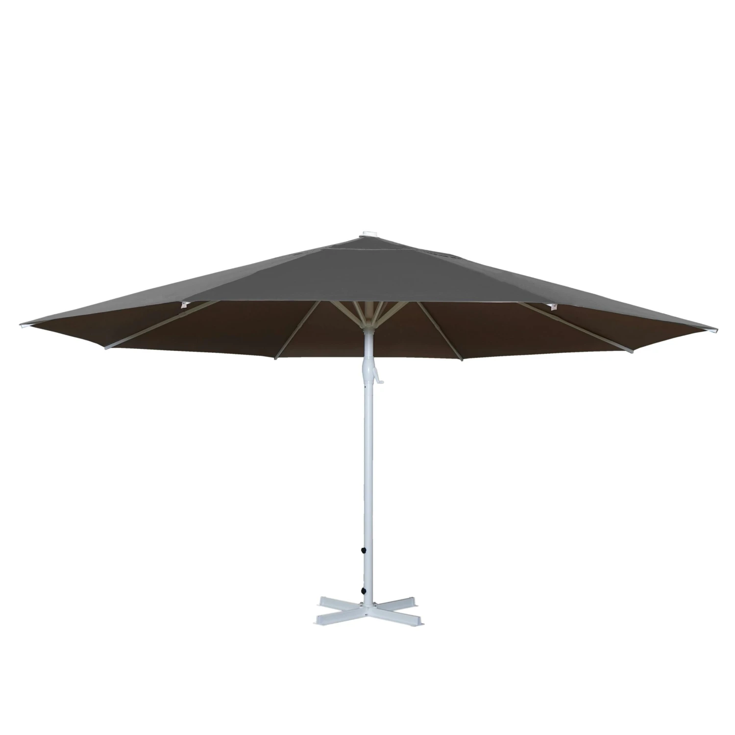 Sonnenschirm Meran II, Gastronomie Marktschirm, Ø 5m Polyester/Alu Mast Weiß 28kg ~ Anthrazit Mit Ständer 4 Sonnenschirm Meran II, Gastronomie Marktschirm, Ø 5m Polyester/Alu Mast Weiß 28kg ~ Anthrazit Mit Ständer – Bild 2