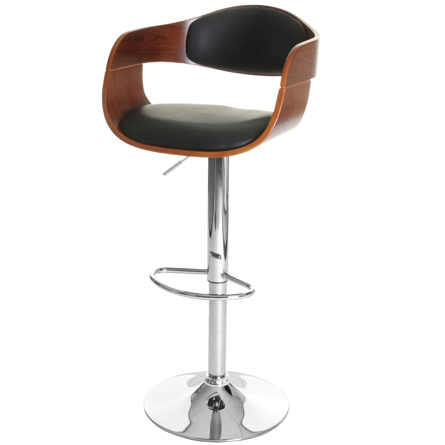 Barhocker HWC-A47, Barstuhl, Holz Bugholz Retro-Design ~ Walnuss-Optik, Textil Dunkelgrau 5 Barhocker HWC-A47, Barstuhl, Holz Bugholz Retro-Design ~ Walnuss-Optik, Textil Dunkelgrau – Bild 3