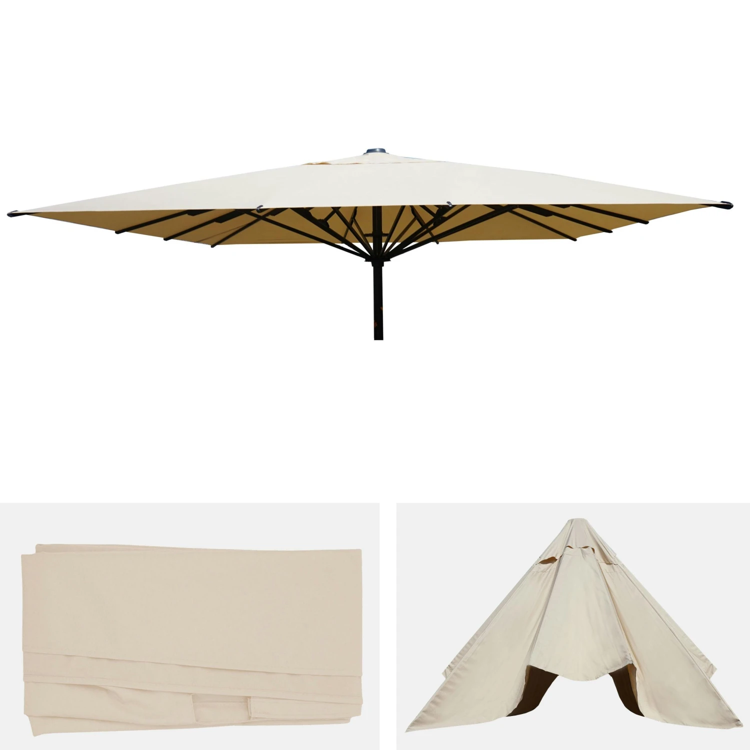 Ersatz-Bezug Für Gastronomie Sonnenschirm HWC-D20, Sonnenschirmbezug Ersatzbezug, 5x5m (Ø7,2m) Polyester ~ Creme 4 Ersatz-Bezug Für Gastronomie Sonnenschirm HWC-D20, Sonnenschirmbezug Ersatzbezug, 5x5m (Ø7,2m) Polyester ~ Creme – Bild 2