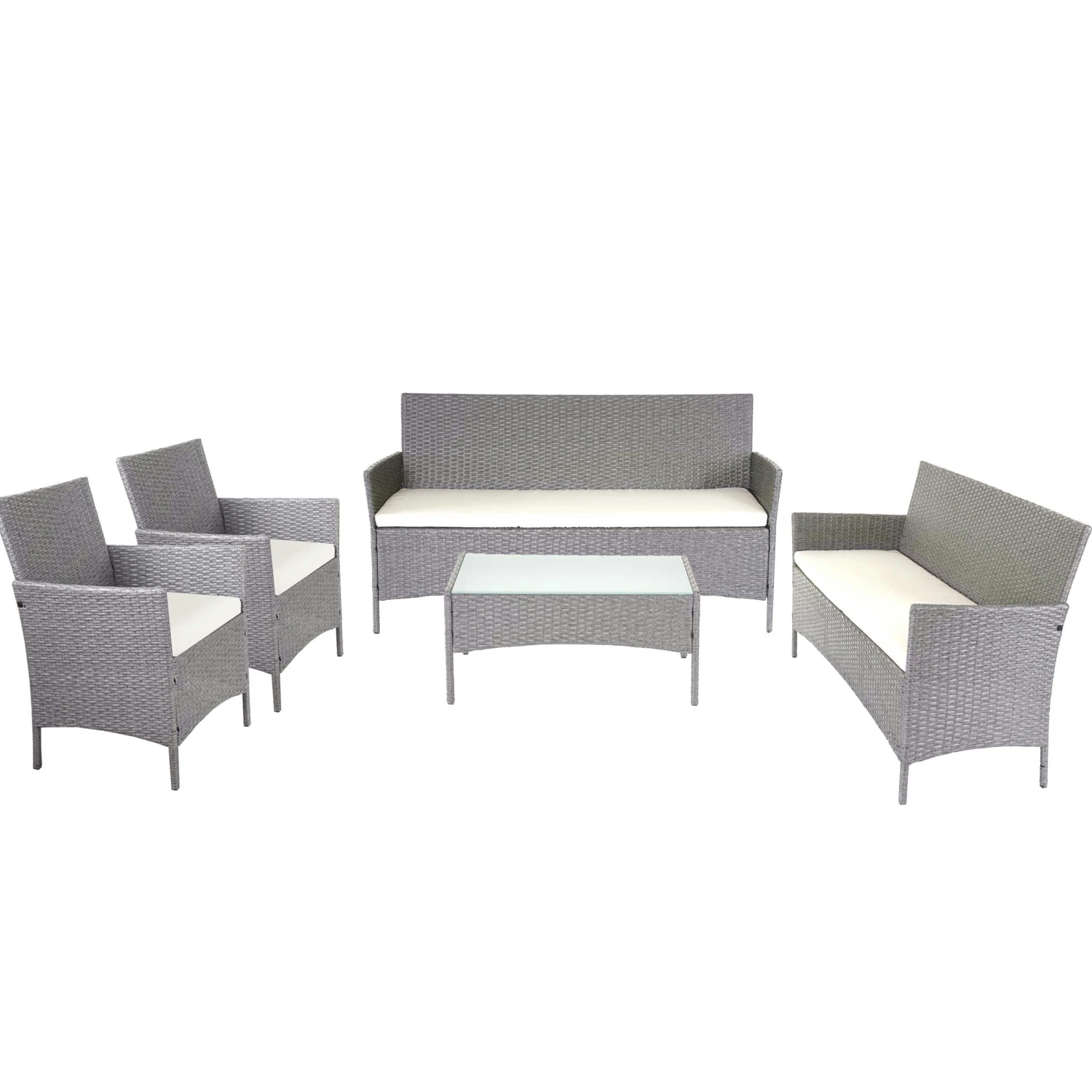 3-2-1-1 Poly-Rattan Garten-Garnitur Halden, Lounge-Set Sitzgruppe Sofa ~ Anthrazit, Kissen Anthrazit 7 3-2-1-1 Poly-Rattan Garten-Garnitur Halden, Lounge-Set Sitzgruppe Sofa ~ Anthrazit, Kissen Anthrazit – Bild 5
