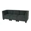 Modular 3-Sitzer Sofa Couch Lyon, Stoff/Textil ~ Anthrazit-grau, Hohe Armlehnen