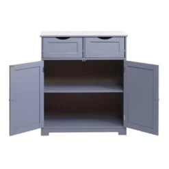 Kommode HWC-B65, Schubladenschrank Schrank, 2 Schubladen Und 2 Türen 80x70x35cm ~ Grau -Wohnmöbel 85b75b98 c149 41de 995d 80b4924a69d3