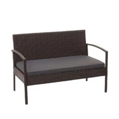 Poly-Rattan Garnitur HWC-F56, Balkon-/Garten-/Lounge-Set Sitzgruppe ~ Braun, Kissen Dunkelgrau -Wohnmöbel 8688a3ab 5241 445c bf97 cb148e0df11e