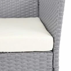 Poly-Rattan Garten-Garnitur HWC-D82, Sitzgruppe Lounge-Set ~ Grau Mit Kissen Creme -Wohnmöbel 86c4008a a0ee 4c89 a959 370efa501cbf