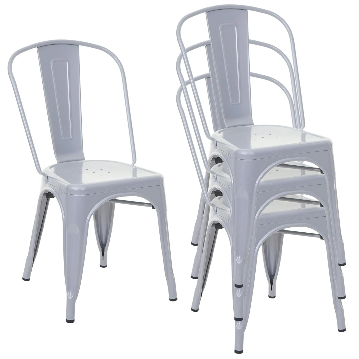 Stuhl HWC-A73, Bistrostuhl Stapelstuhl, Metall Industriedesign Stapelbar ~ Grau 7 Stuhl HWC-A73, Bistrostuhl Stapelstuhl, Metall Industriedesign Stapelbar ~ Grau – Bild 5